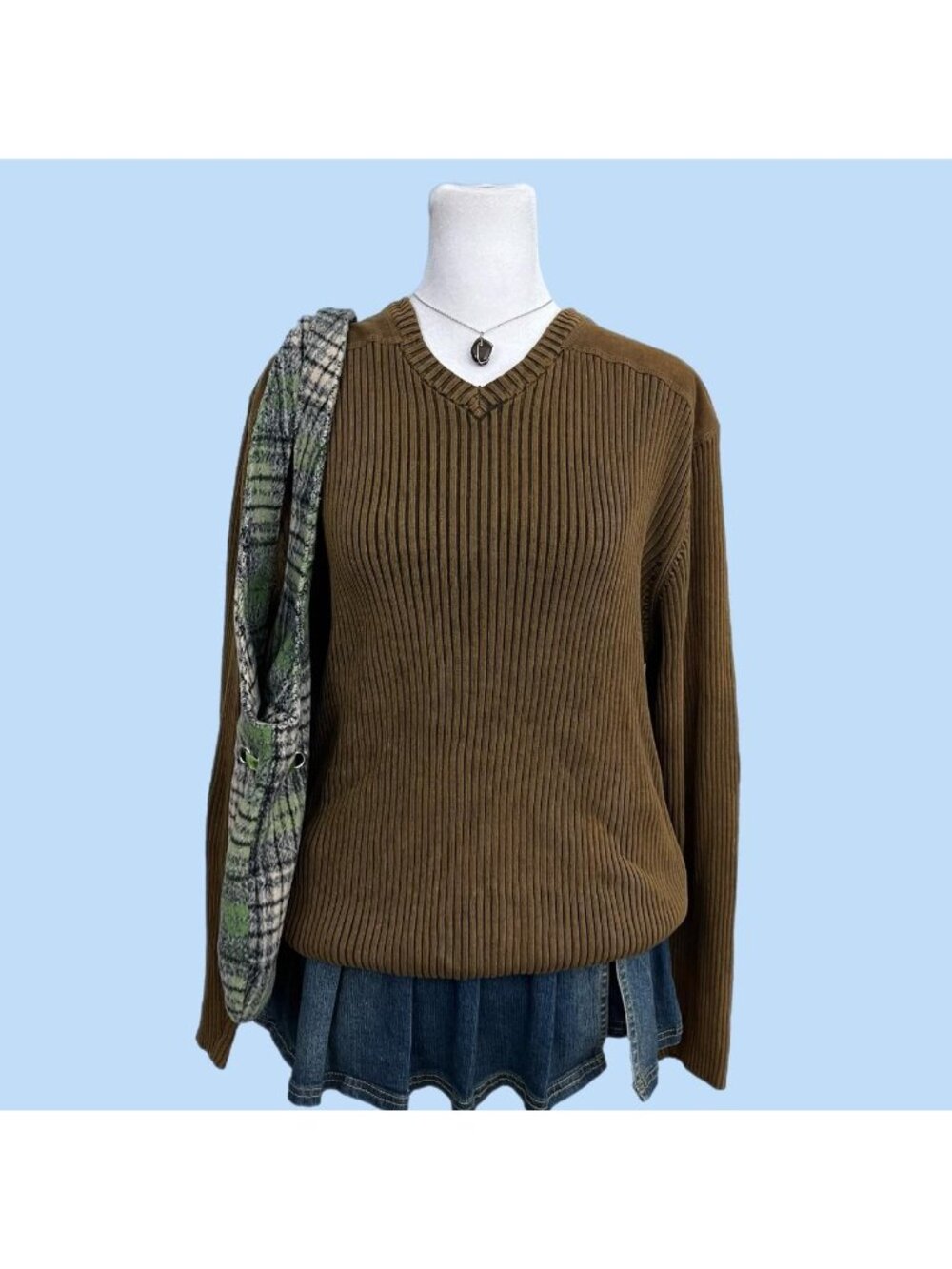 y2k brown ribbed indie skater grunge sweater